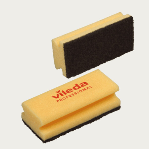 Vileda - Heavy Duty Scheuerschwamm gelb/schwarz 7x15cm, Topfreiniger 10 Stück pro Packung