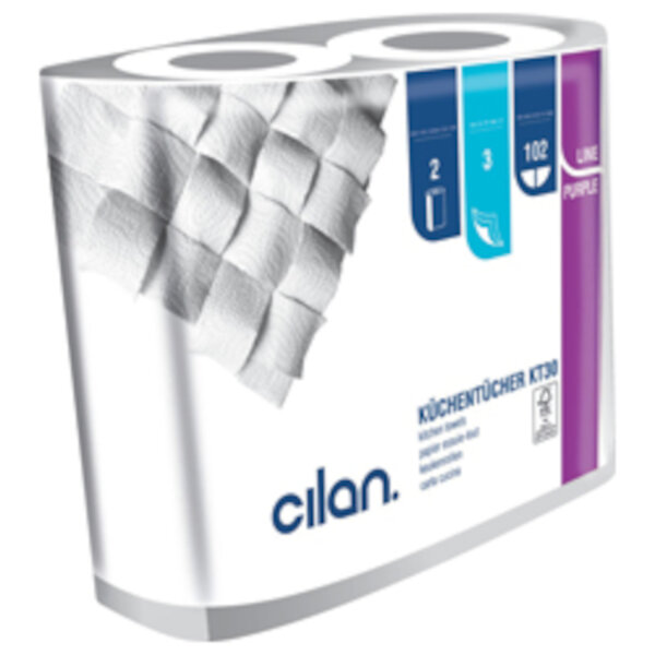 Diverse - Cilan Küchenrolle XXL KT30 3lg 22x26cm 102Bl/Rll 2Rollen pro Packung (15) PurpleLine Tissue hochweiß