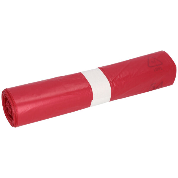 Deiss - Abfallsack 120l T60 rot LDPE 700x1100 25Stk, 10 Rollen pro Karton