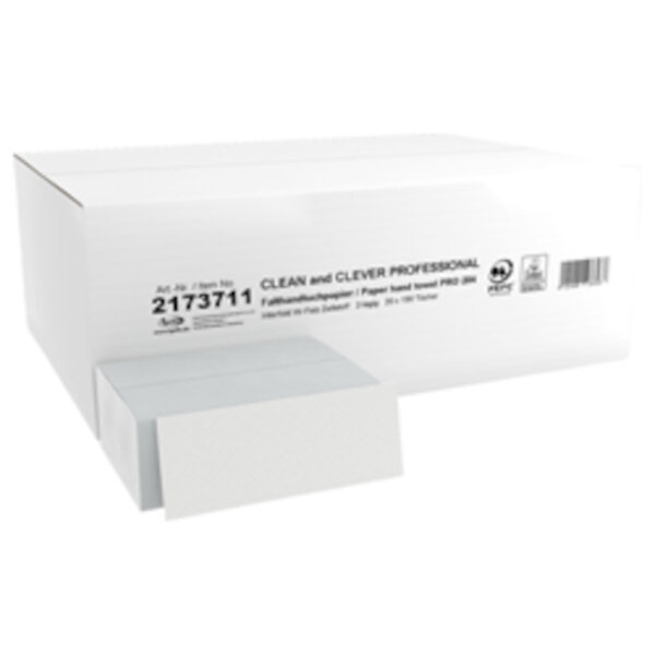 Clean and Clever - PRO204 Falthandtuch 20,6x32cm hochweiß 2lg 20x150Tü W-Falz Interfold