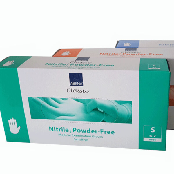 Abena - Nitril-Handschuhe Classic sensitiv puderfrei weiß Gr. M, 100 Stück