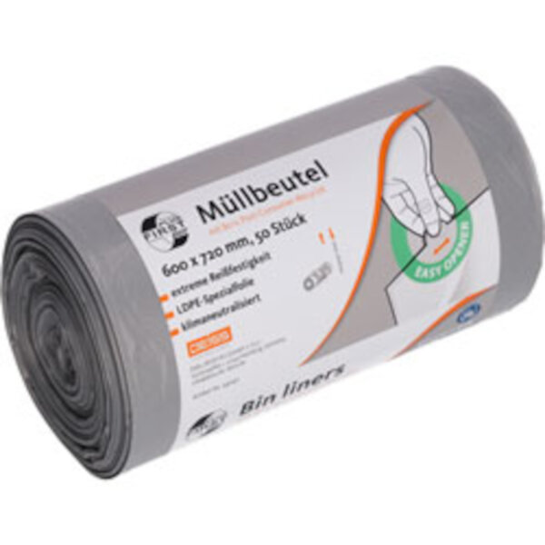 Deiss - Müllbeutel 60l grau 600x720mm 50Stk (20) LDPE First Plus PCR Öko-Label Blauer Engel