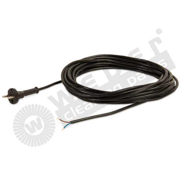 Weber - Netzkabel - Schuko Stecker / 15 Meter / 2 x 1,0 mm² offenes ende - PVC ummantelt, Farbe schwarz