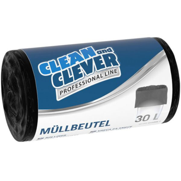 Clean and Clever - PRO74 Müllbeutel 30l schwarz CLEAN and CLEVER 500x600 25 Rollen LDPE-Spezialfolie