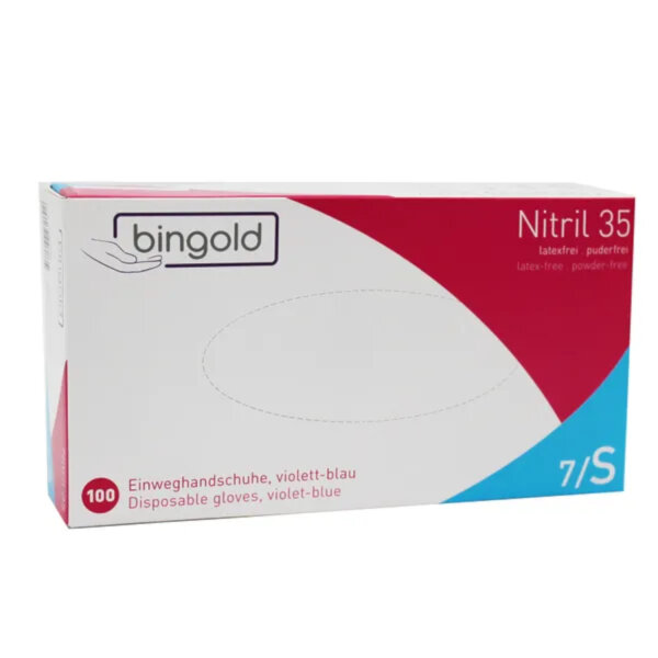 Bingold - Nitril 35 S Einweghandschuhe Violettblau 100 Stück pro Packung (10)