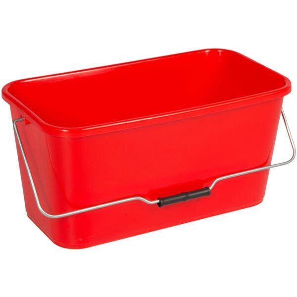 Diverse - Putzeimer eckig 12l rot m. Metallbügel/Griffrolle